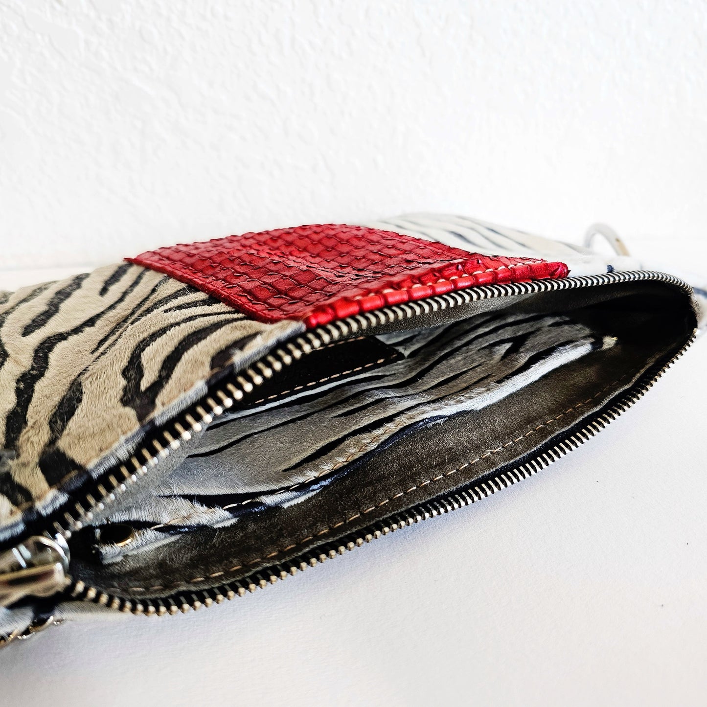 Zebra Italian Leather Crossbody Bag
