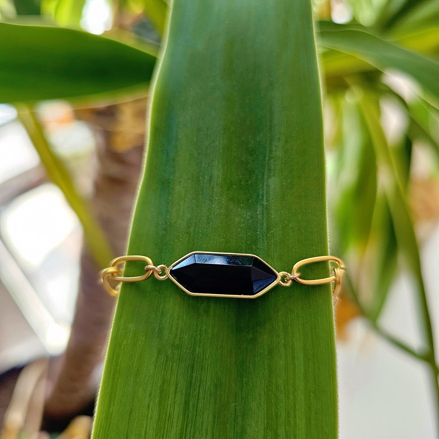 Onyx 22kt Overlay Bracelet