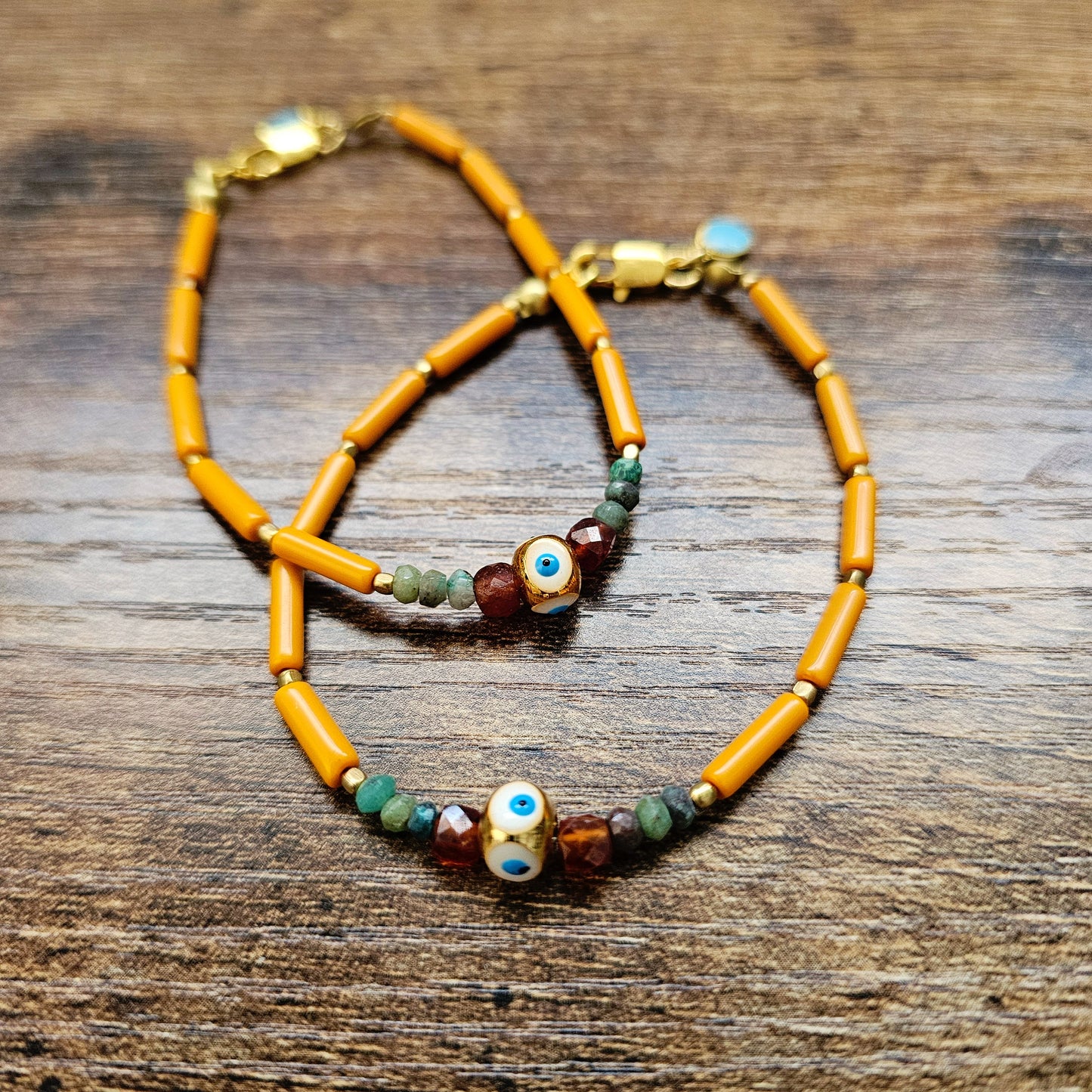Jasper with 22kt gold Good Eye Bracelet