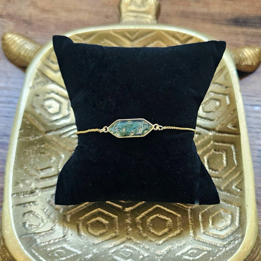 Moss Agate Gold Filled Adjustable Bracelet