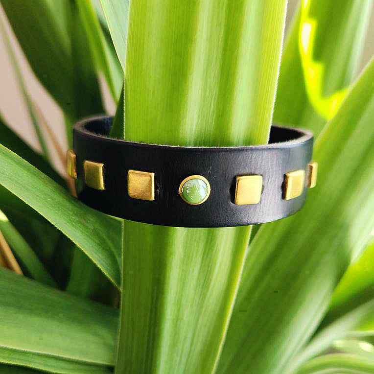 Classic Black Leather Cuff Bracelet