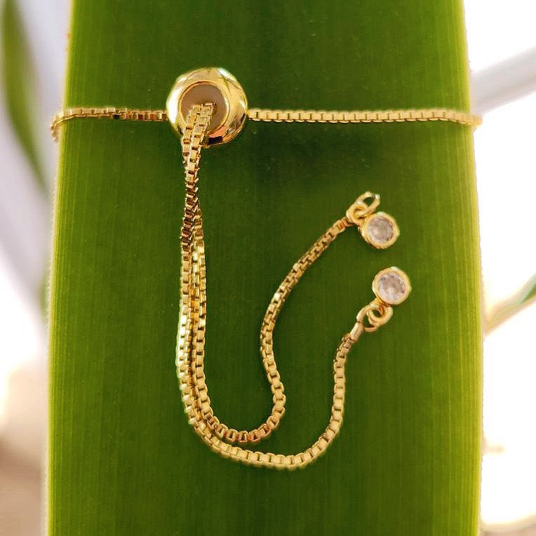 22kt Gold Oval Jade Adjustable Bracelet
