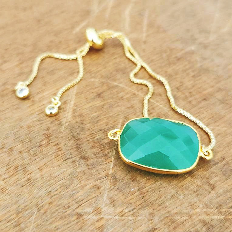 22kt Gold Chrysoprase Adjustable Bracelet