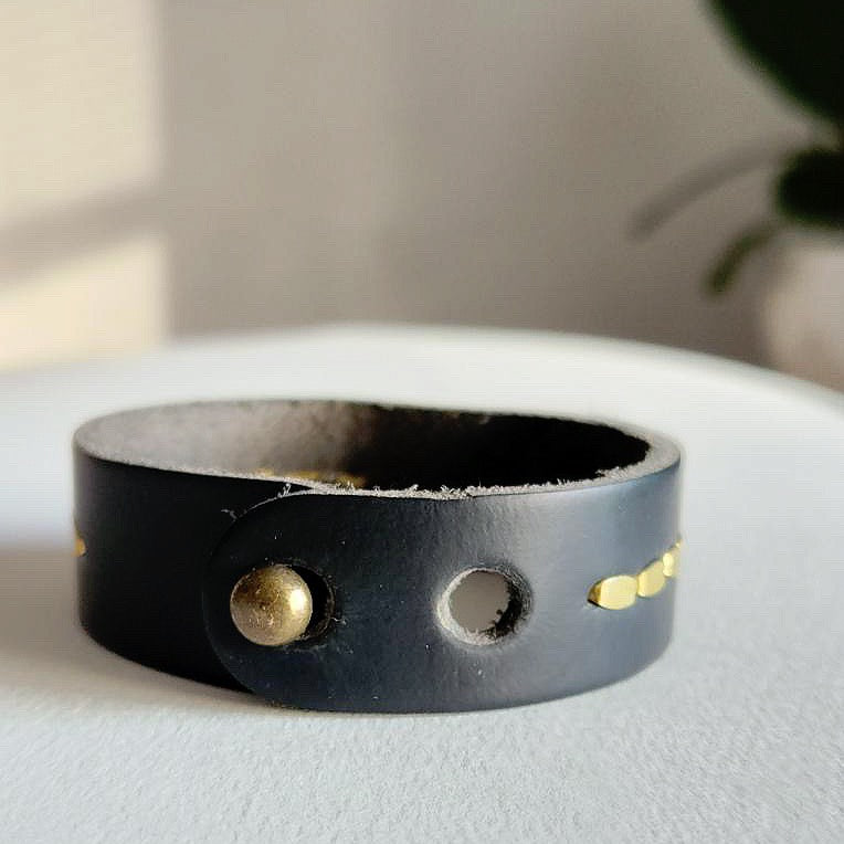 Black Turquoise Leather Cuff Bracelet