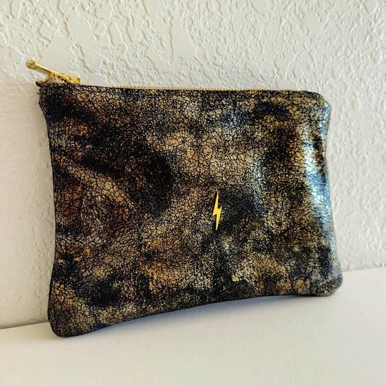 Black and Gold Speckle Bolt Pouch