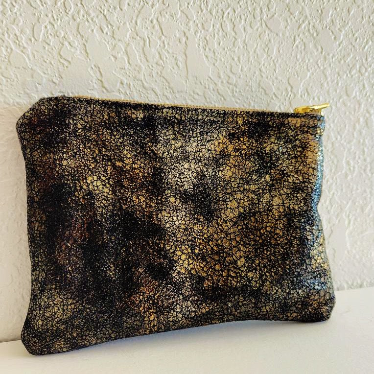 Black and Gold Speckle Bolt Pouch