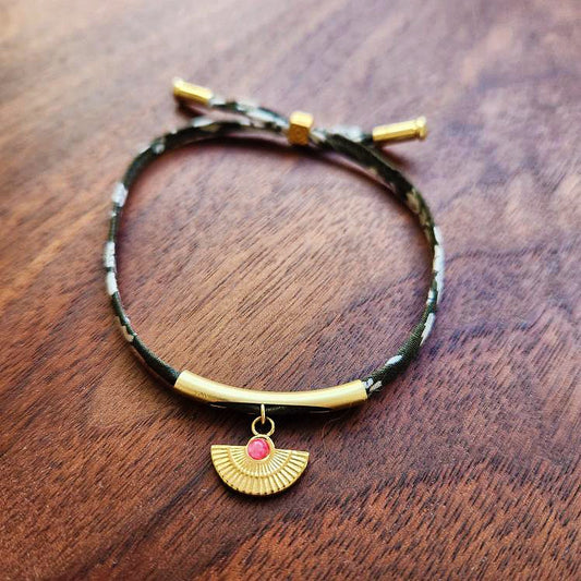 Olive and Coral Stackable Bracelet