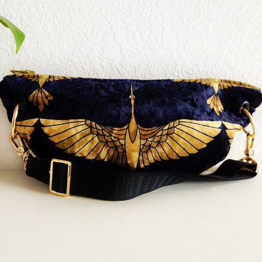 Black And Gold Heron Sling Bag
