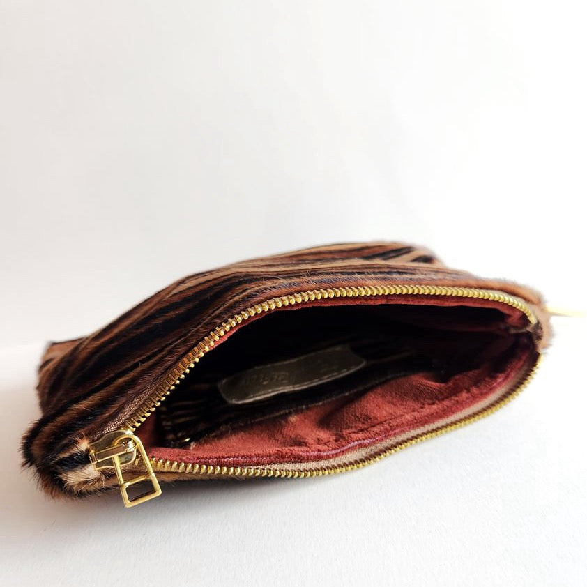 Striped Italian Leather Pouch