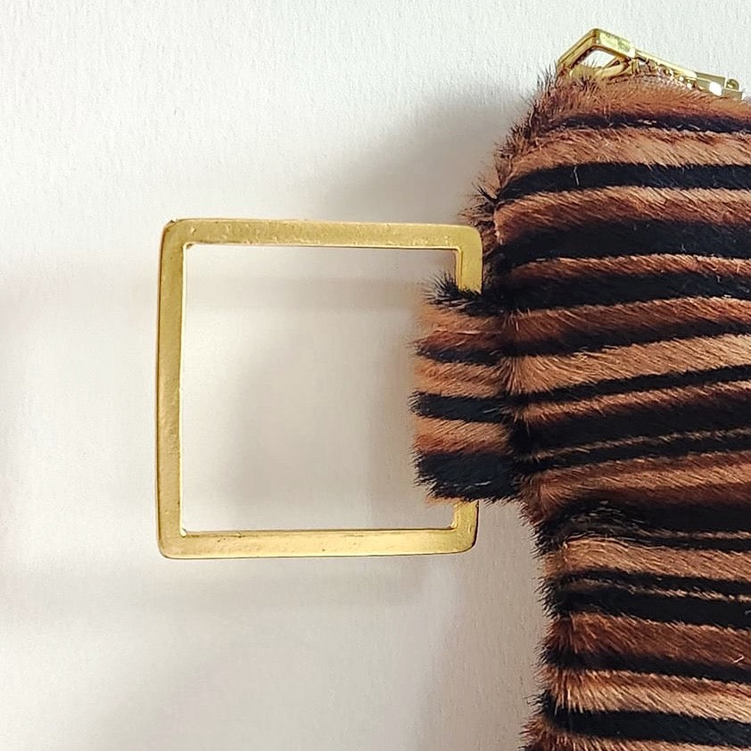 Striped Italian Leather Pouch