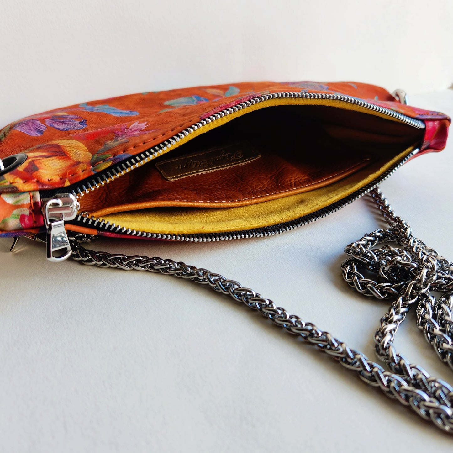 Orange Floral Crossbody Bag