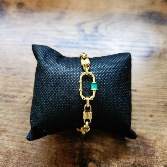 Gold Filled Emerald Enamel Bracelet