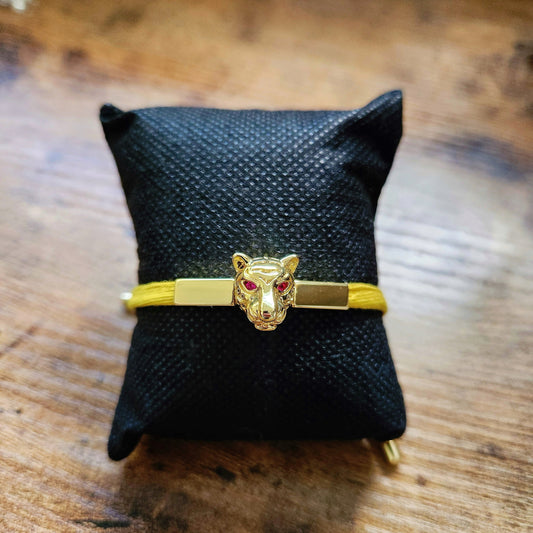 Gold Filled Mustard Leopard Adjustable Bracelet