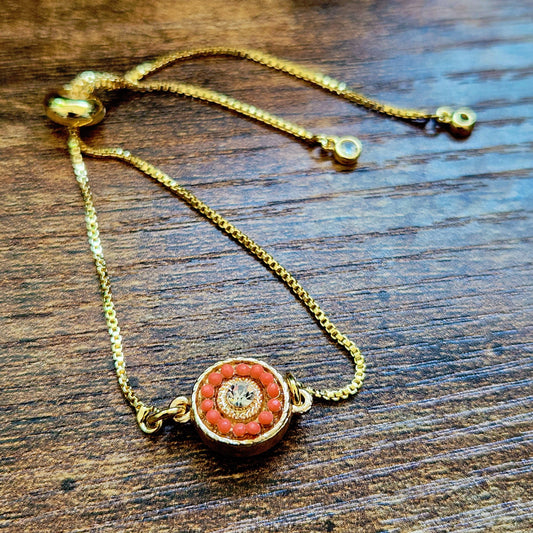 Adjustable Coral Gold Filled Bracelet