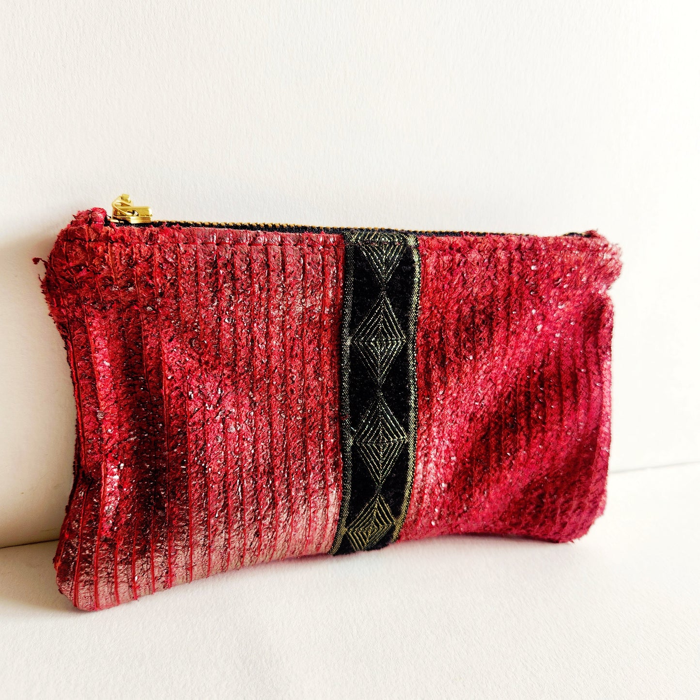 Italian Distressed Leather With French Trim Pouch