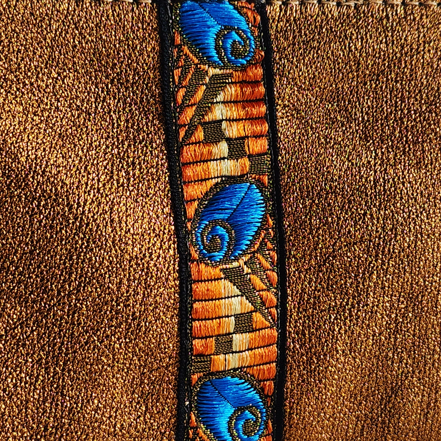 Supple Gold Italian Leather With French Trim Pouch