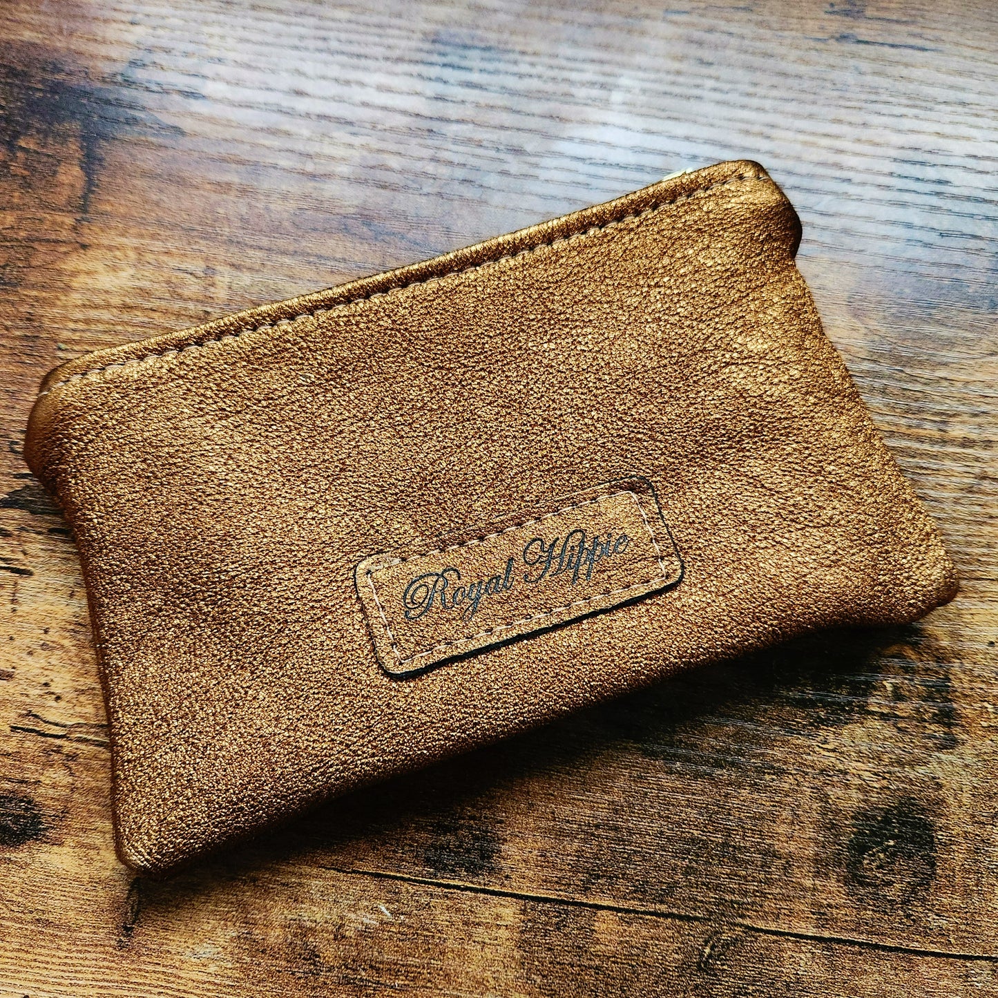 Supple Gold Italian Leather With French Trim Pouch