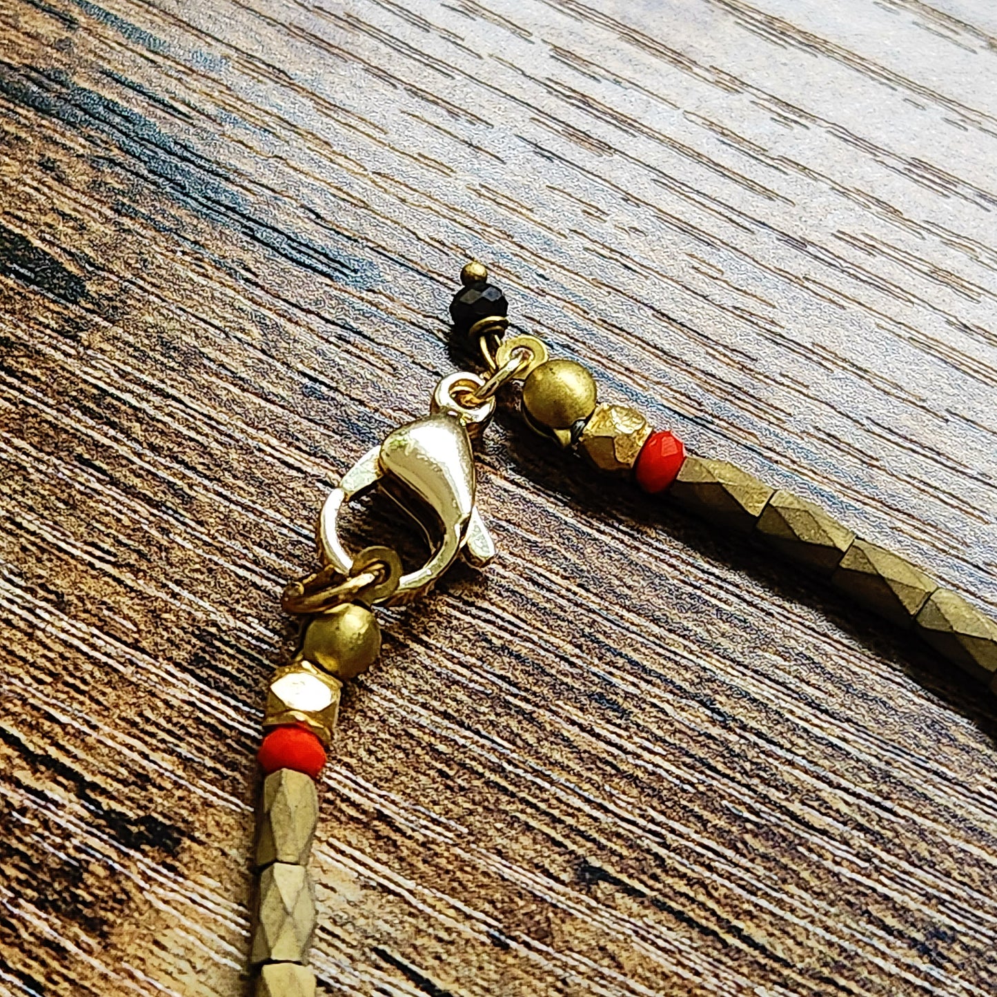 Faceted Onyx Shell Gold Overlay Bracelet