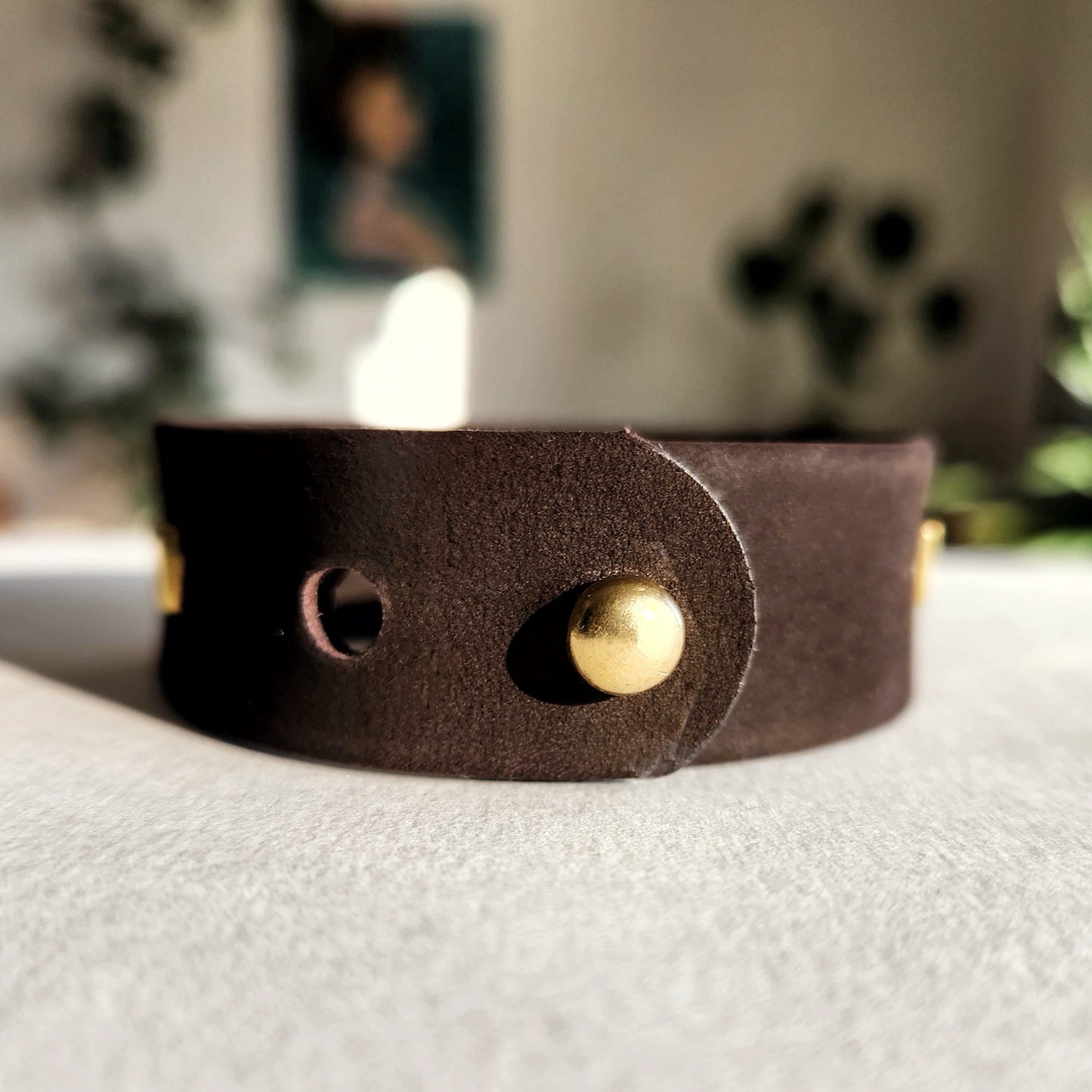 Chocolate Turquoise Square Leather Cuff Bracelet