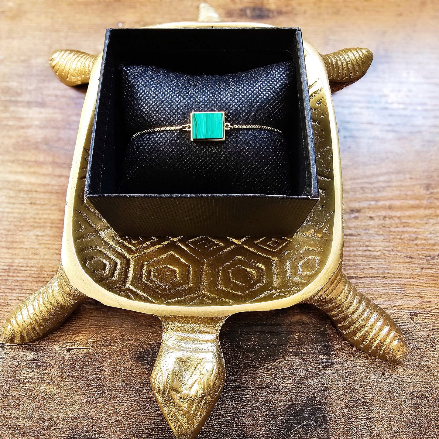 Malachite Gold Filled Adjustable Bracelet