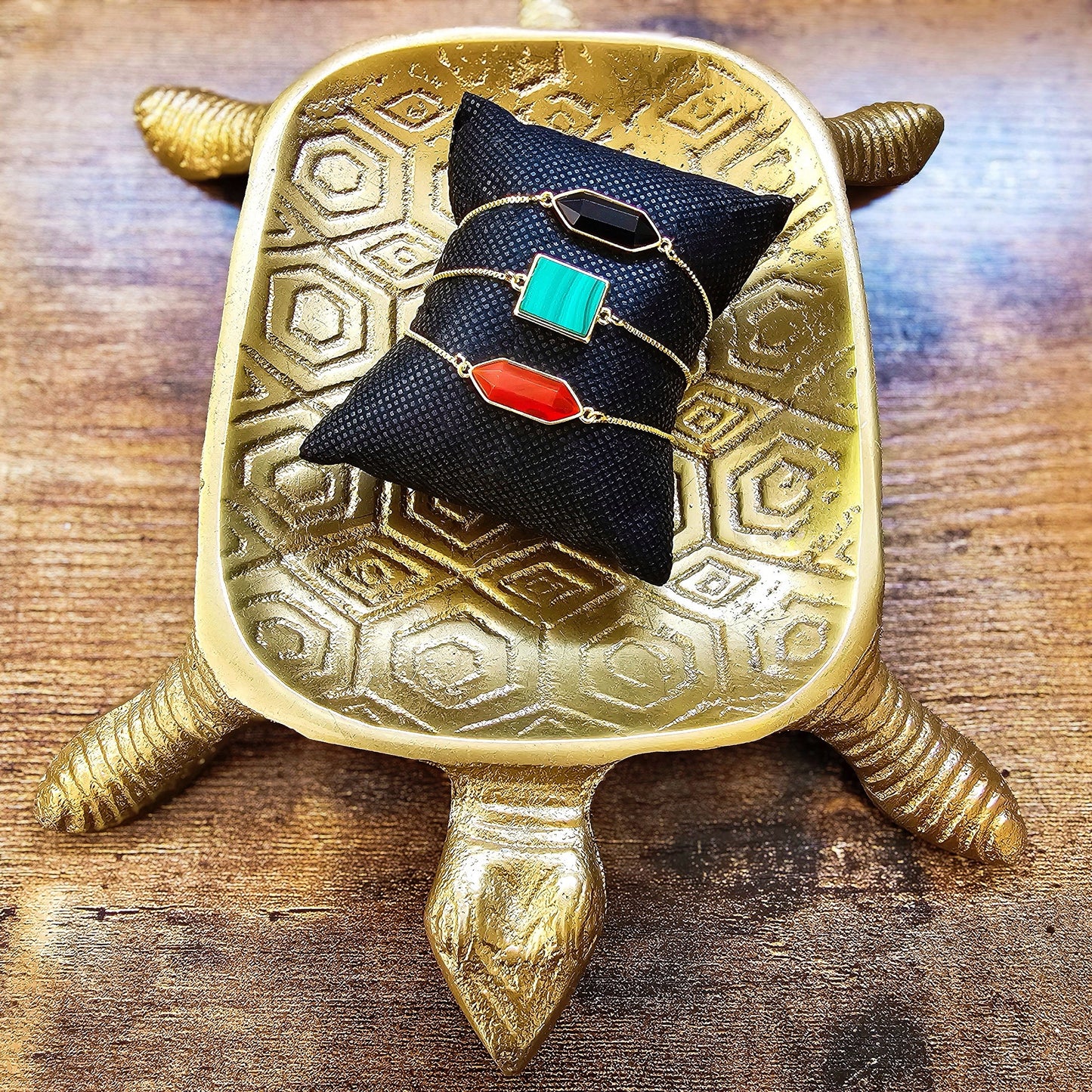 Black Onyx Gold Filled Adjustable Bracelet