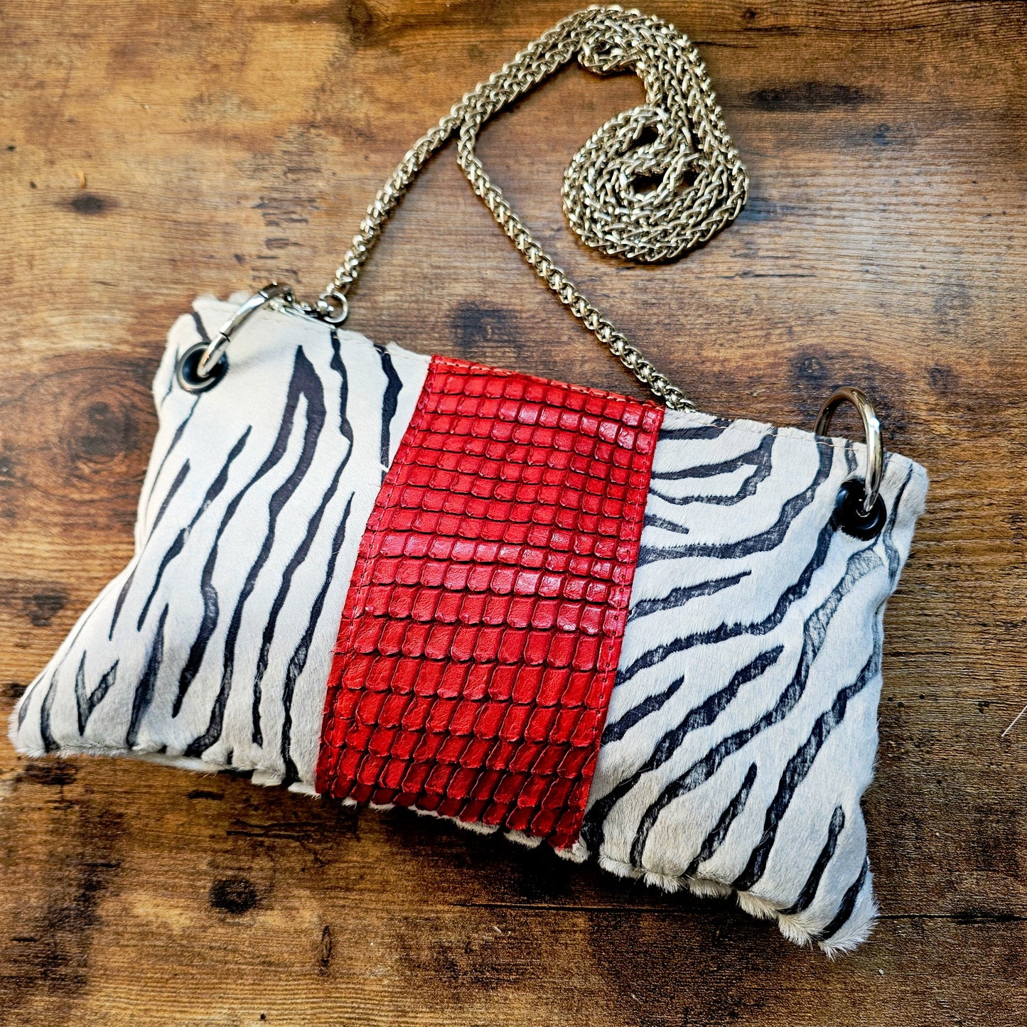 Zebra Italian Leather Crossbody Bag
