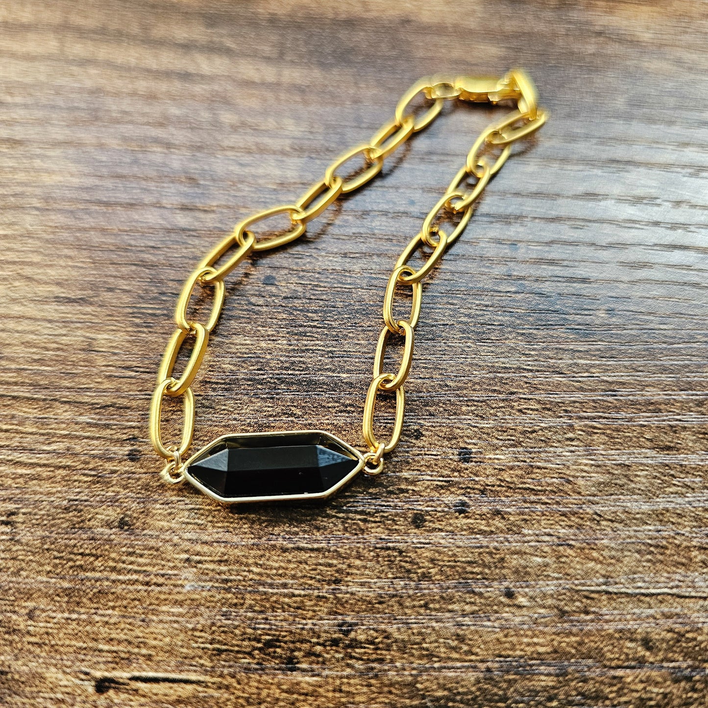 Onyx 22kt Overlay Bracelet