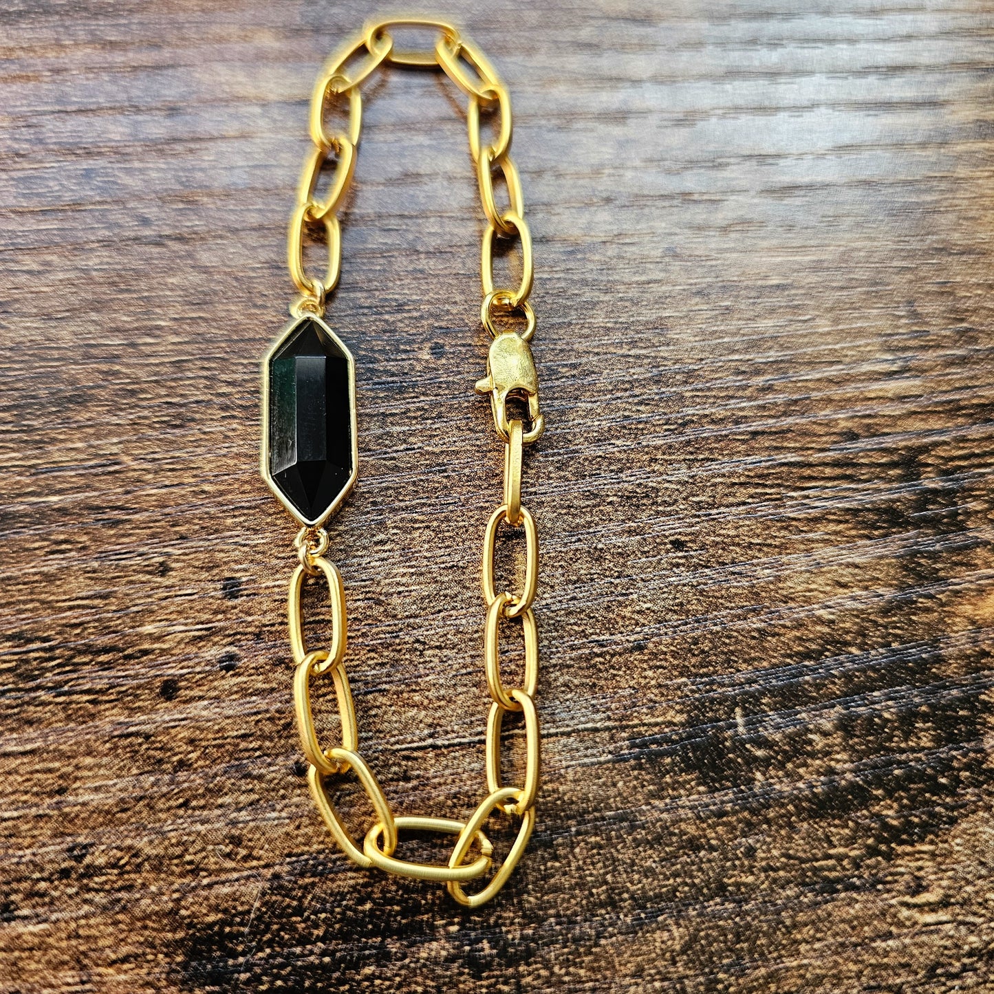 Onyx 22kt Overlay Bracelet
