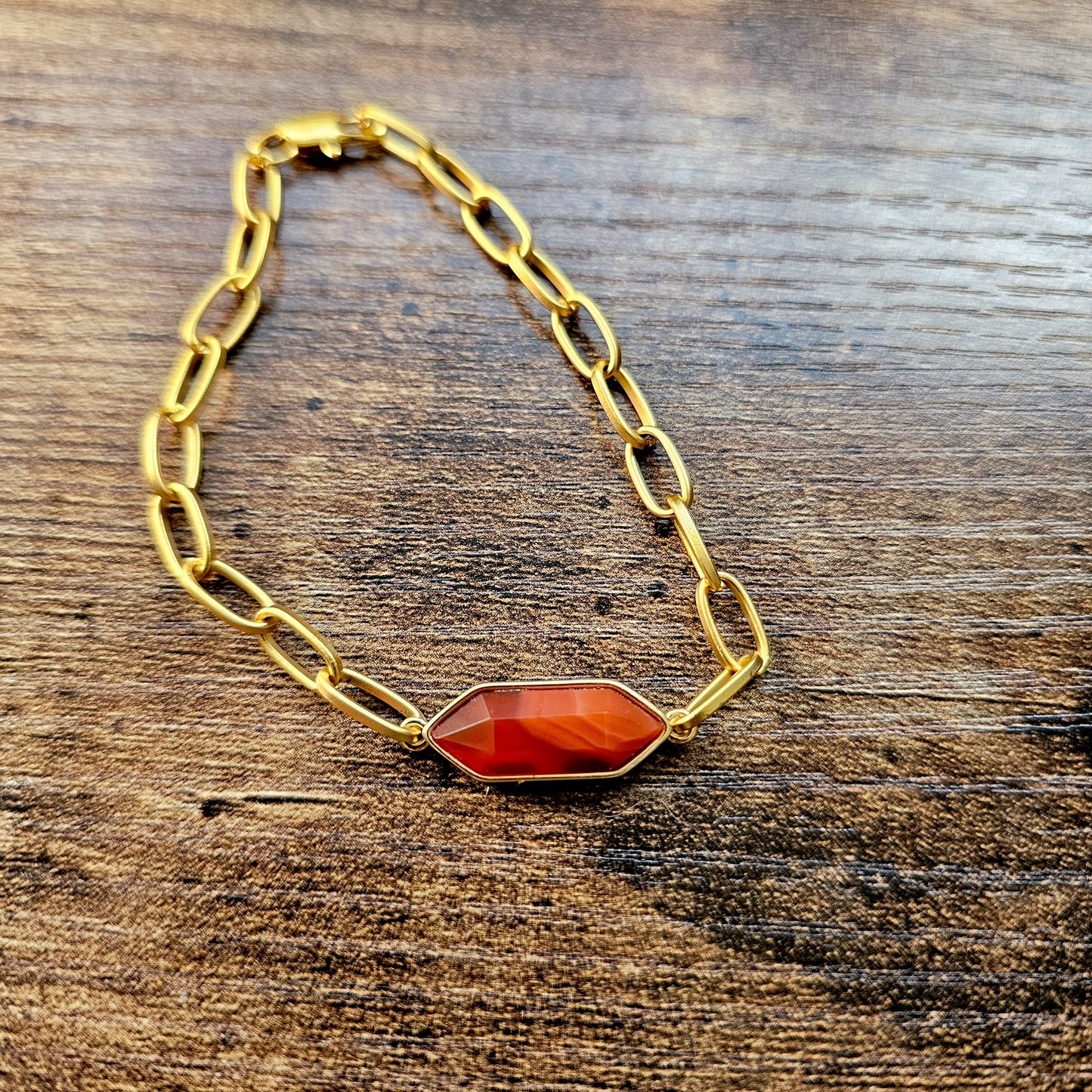Carnelian 22Kt Overlay Bracelet