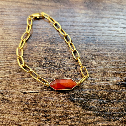 Carnelian 22Kt Overlay Bracelet