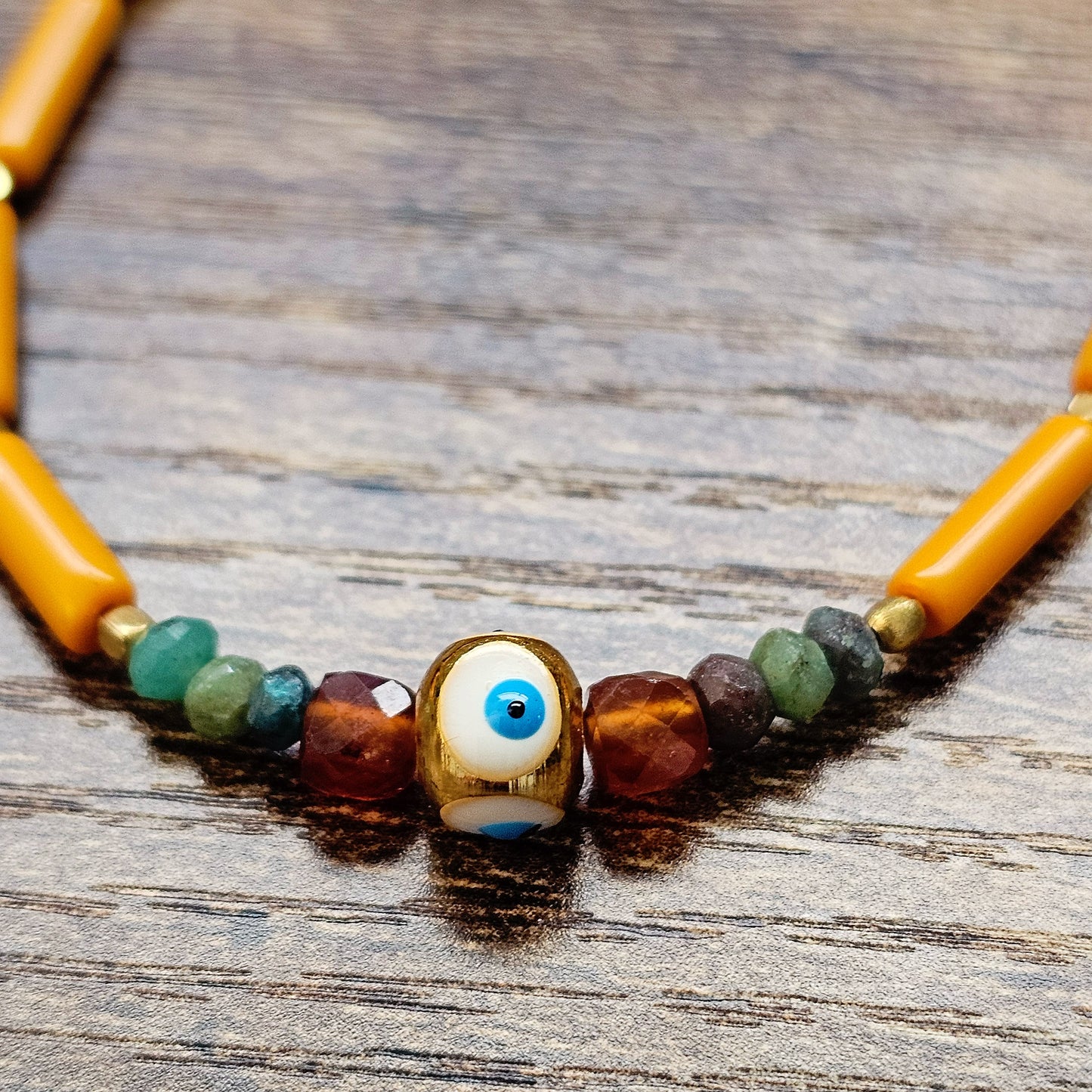 Jasper with 22kt gold Good Eye Bracelet