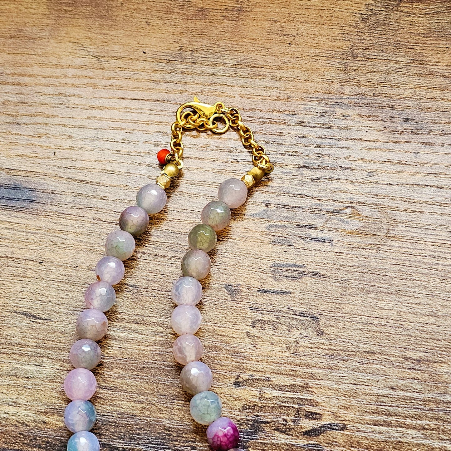 Lavender Agate Faux Fur Necklace