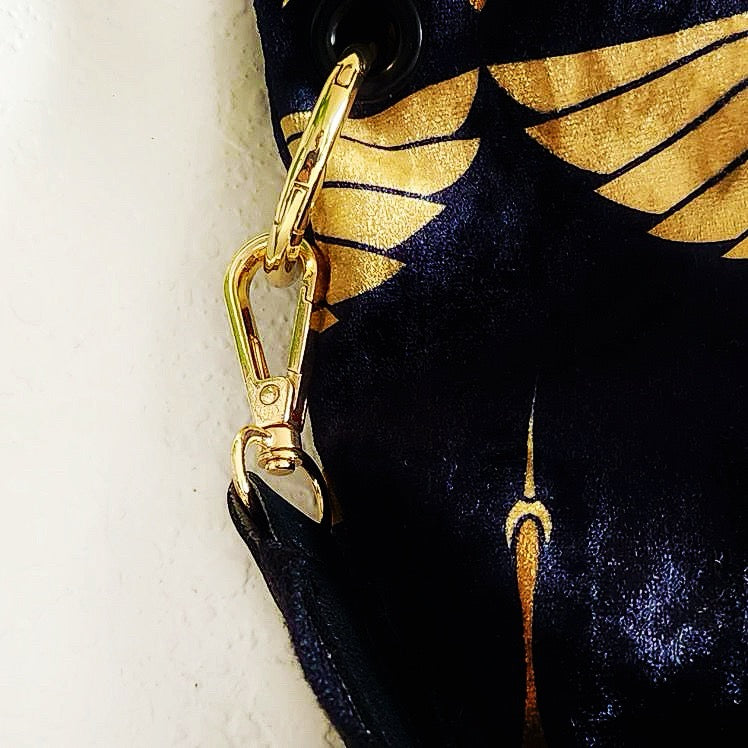 Black and Gold Heron Canvas Strap Crossbody Bag