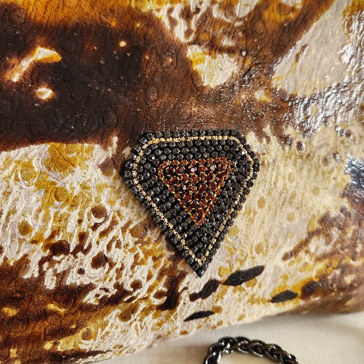 Mocha Hand Painted Diamond Cross Body Bag