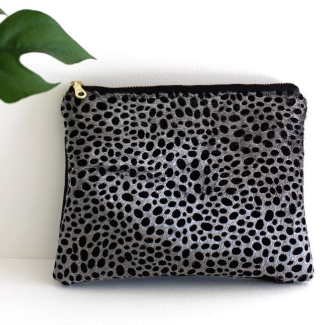 Mini Pouch Cheetah  Black and Pewter