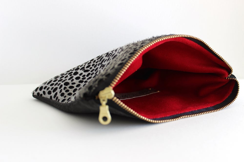 Mini Pouch Cheetah  Black and Pewter